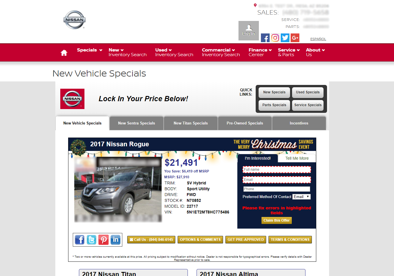 Low Quality Nissan Rogue Landing Page