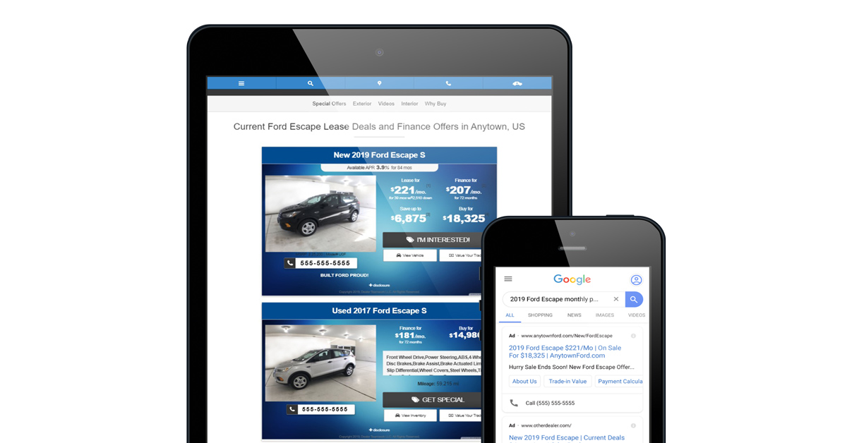 Dealer Teamwork Dynamic Landing Page Offer Matches the Google Ad