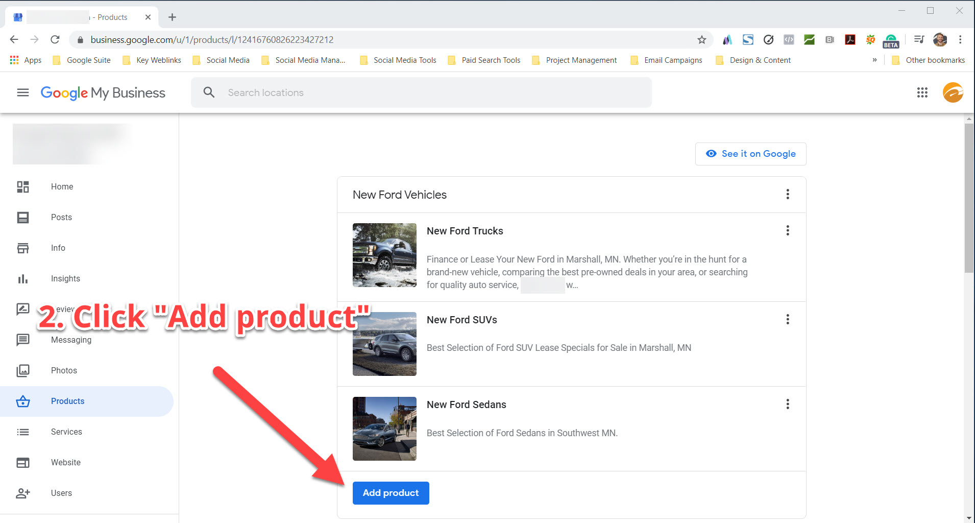 Click Add Product - Dealer Teamwork