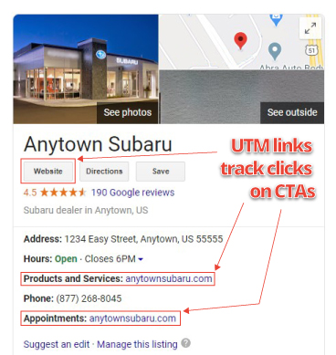 Locating UTM links on your listing