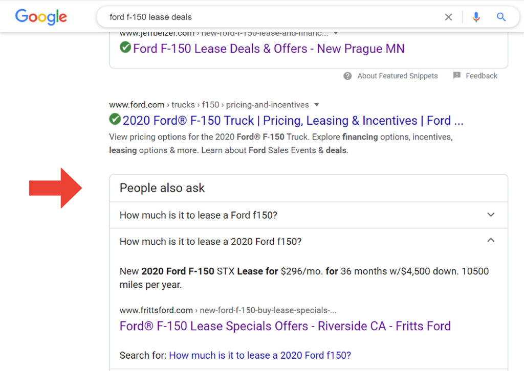 People also ask question snippet in google serp results