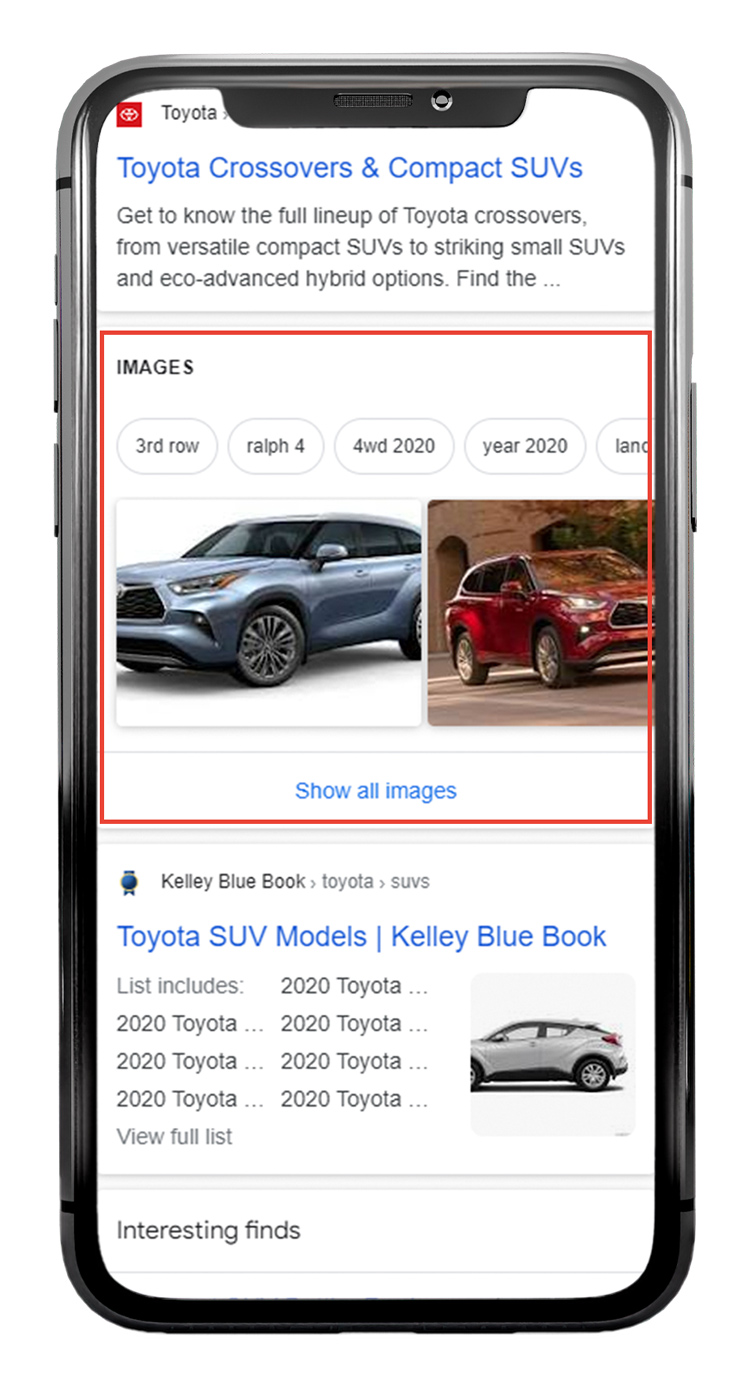 Image Pack SERP Feature on Mobile