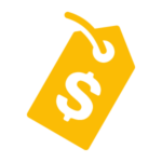 Yellow tag icon with a dollar sign on it