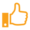 Orange thumbs up icon