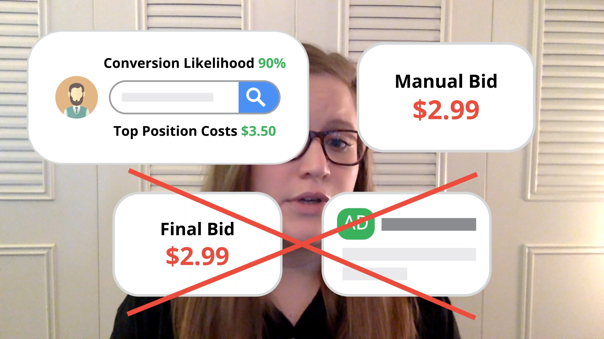 high-level diagram showing how manual bidding on Google can allow you to miss opportunities in the ad auction if your bid is too low