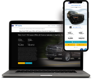 Landing Page and VDP Laptop with a Ford Truck landing page and phone with a Ford truck VDP